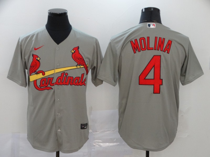 Men's St. Louis Cardinals Yadier Molina #4 Gray Baseball Jersey